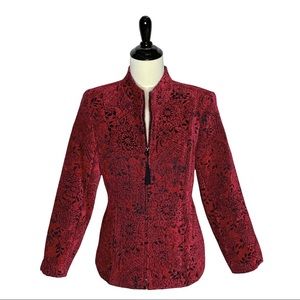 Christopher & Banks Red Black Zip Blazer Jacket
